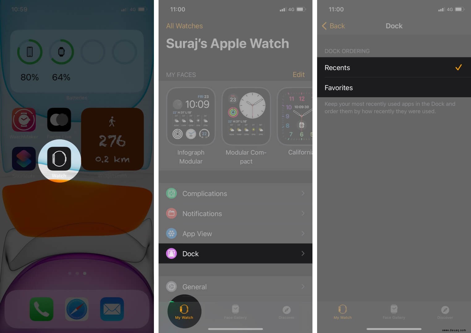So verwenden Sie das Dock auf Ihrer Apple Watch in watchOS 7 