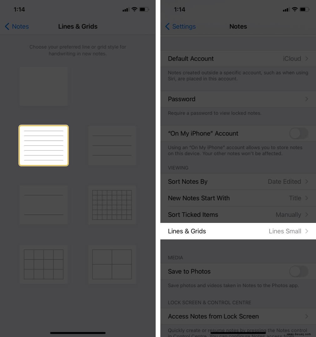 So ändern Sie den Papierstil in der Notizen-App auf iPhone und iPad 