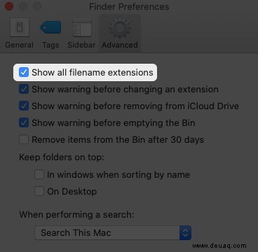 So zeigen Sie Dateinamenerweiterungen auf dem Mac an 