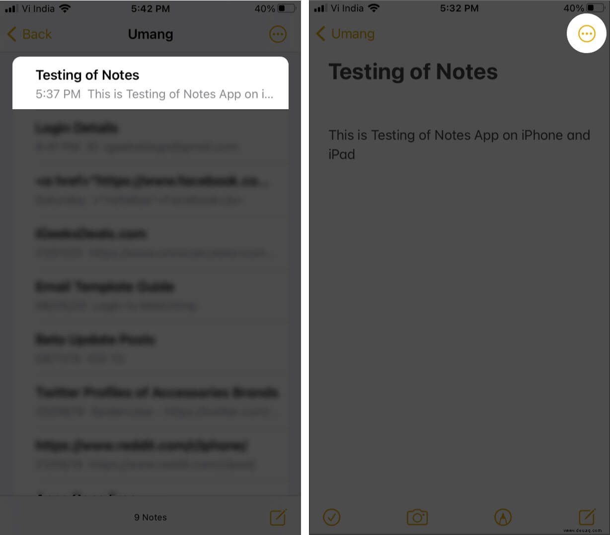 So suchen Sie in der Notizen-App auf iPhone und iPad 