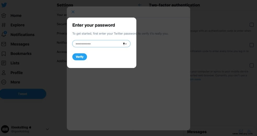 So aktivieren Sie 2FA für Twitter (Zwei-Faktor-Authentifizierung) 