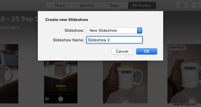 So erstellen Sie eine Diashow auf dem Mac in der Fotos-App 