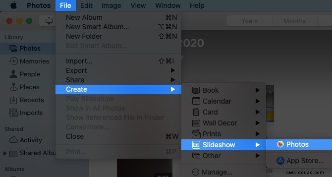 So erstellen Sie eine Diashow auf dem Mac in der Fotos-App 
