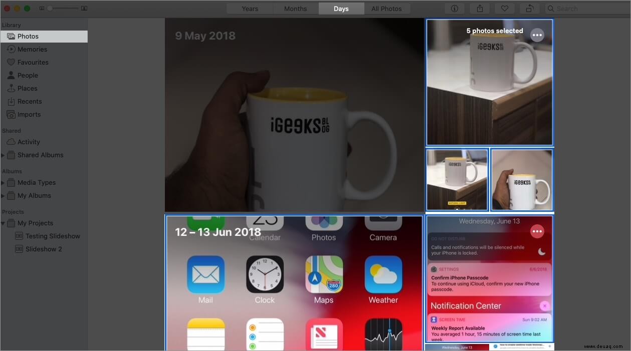 So erstellen Sie eine Diashow auf dem Mac in der Fotos-App 