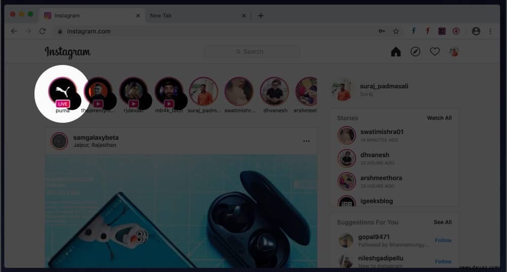 So sehen Sie Instagram live auf dem Mac 