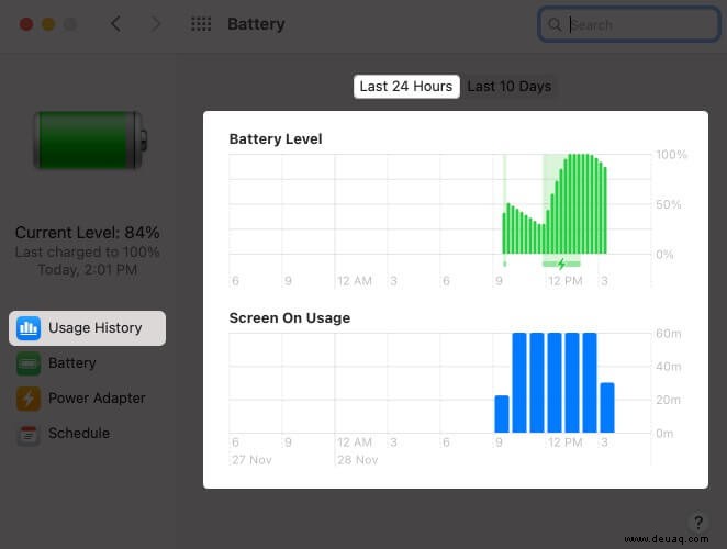 macOS Big Sur:So zeigen Sie den Batterienutzungsverlauf auf dem Mac an 
