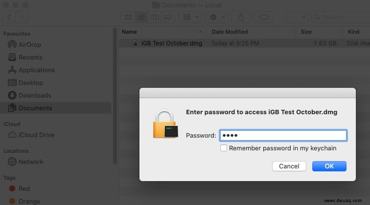 So schützen Sie einen Ordner auf dem Mac mit einem Passwort 
