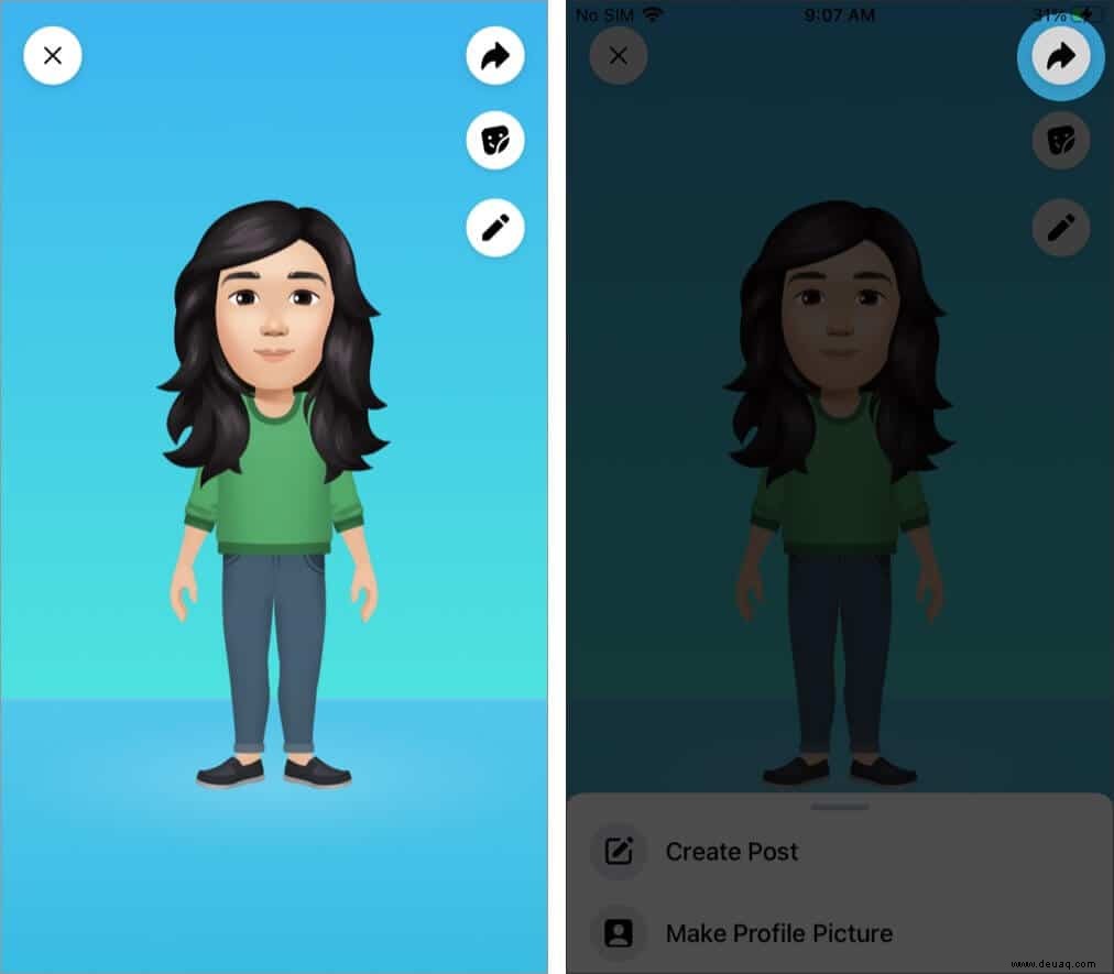So erstellen Sie einen Facebook-Avatar auf dem iPhone (Schritt-für-Schritt-Anleitung) 