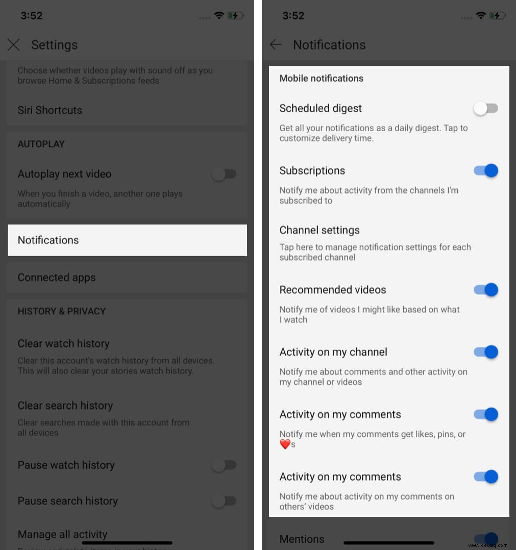 So aktivieren oder deaktivieren Sie YouTube-Benachrichtigungen auf iPhone und iPad 