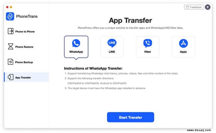 Übertragen Sie WhatsApp-Nachrichten und Kontakte mit PhoneTrans auf ein neues iPhone 