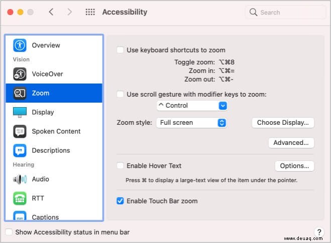 So aktivieren und verwenden Sie den Touch Bar Zoom auf dem MacBook Pro 