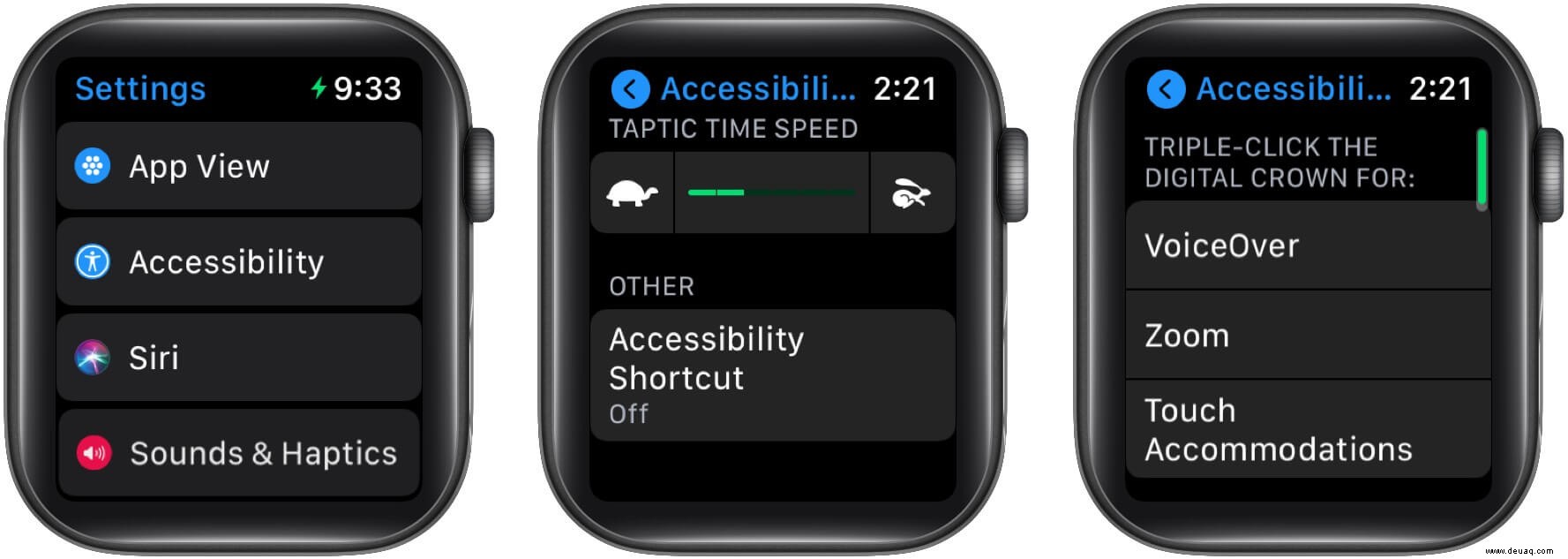 So verwenden Sie die Eingabehilfen-Verknüpfung auf der Apple Watch in watchOS 7 