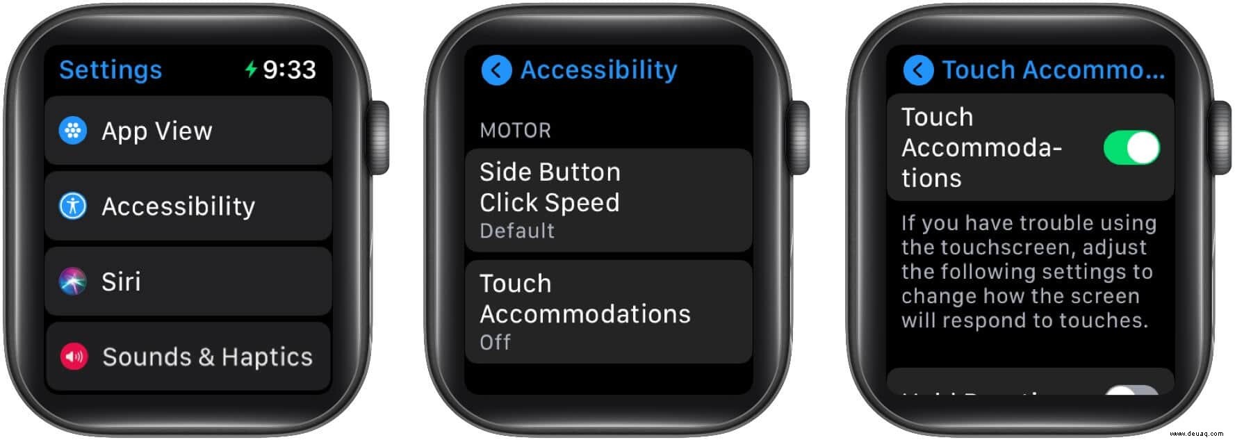 So verwenden Sie die Eingabehilfen-Verknüpfung auf der Apple Watch in watchOS 7 