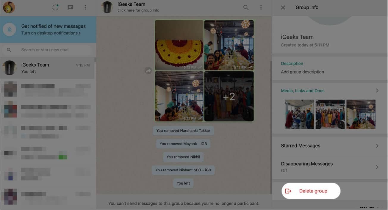 So löschen Sie eine WhatsApp-Gruppe auf iPhone und Computer 