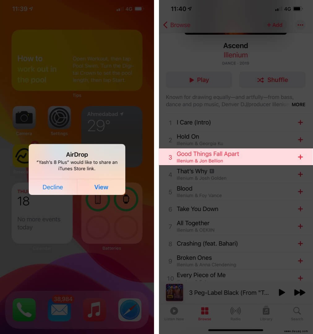 So teilen Sie Apple Music-Texte auf Instagram und iMessage auf dem iPhone 