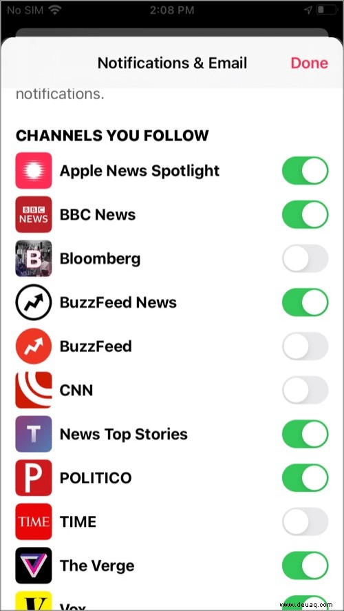 So deaktivieren Sie Apple News-Benachrichtigungen für bestimmte Kanäle auf dem iPhone 