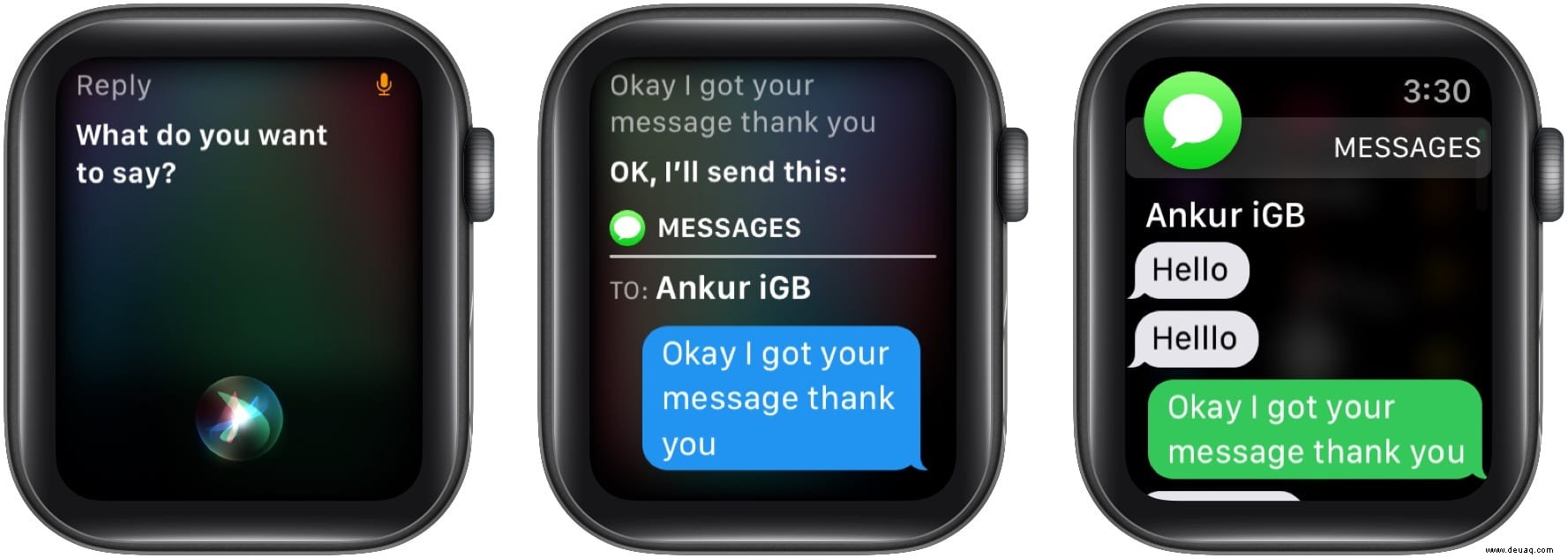 So senden Sie eine Nachricht auf der Apple Watch mit Siri 