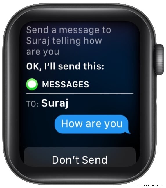 So senden Sie eine Nachricht auf der Apple Watch mit Siri 