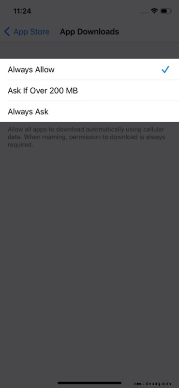 So laden Sie Apps mit mehr als 200 MB über mobile Daten auf das iPhone herunter 