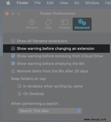 So deaktivieren Sie die Warnung „Dateierweiterung ändern“ auf dem Mac 