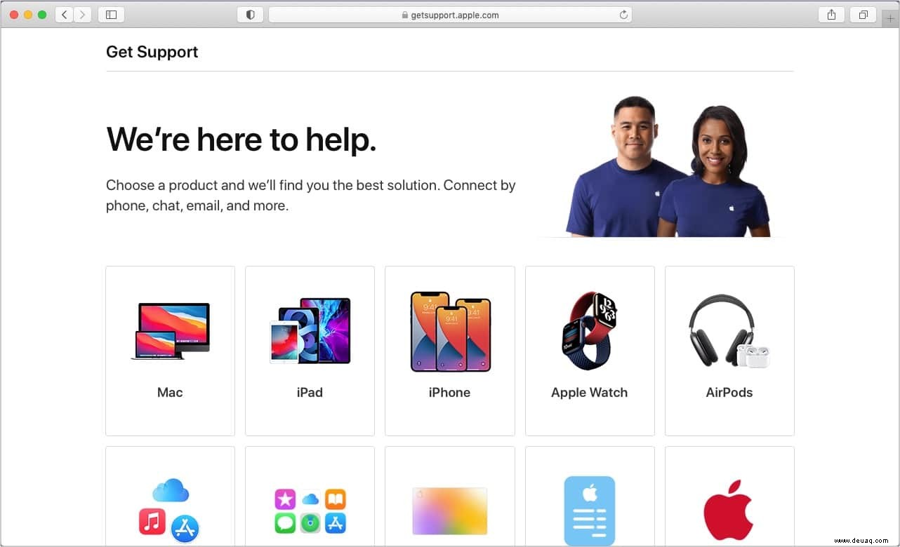 So kontaktieren Sie den Apple Support:Holen Sie sich Hilfe für Ihr Apple-Gerät 