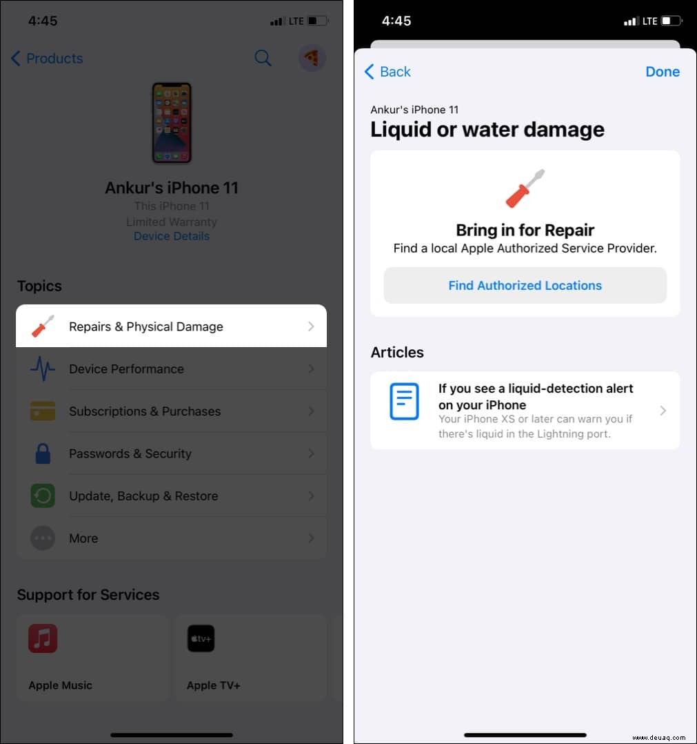 So kontaktieren Sie den Apple Support:Holen Sie sich Hilfe für Ihr Apple-Gerät 