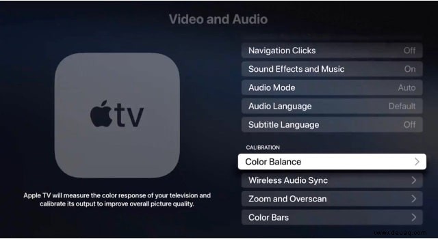 So verwenden Sie die iPhone-basierte Farbbalance-Funktion von Apple TV 