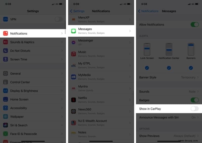 So deaktivieren Sie App-Benachrichtigungen in Apple CarPlay 