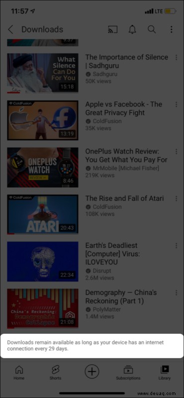 So löschen Sie YouTube-Offline-Videos auf iPhone und iPad 