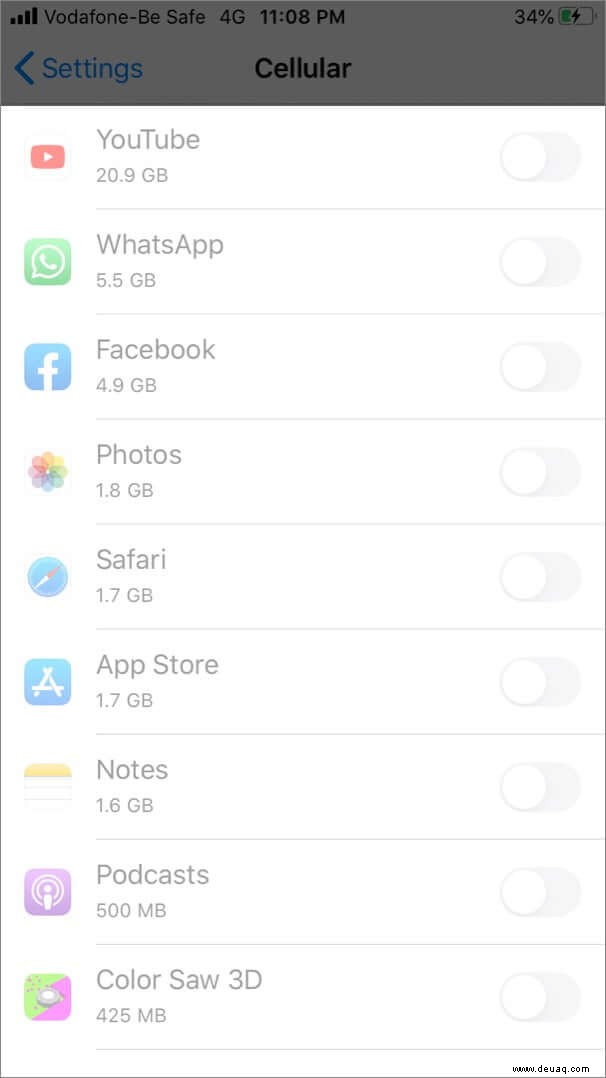 So deaktivieren Sie Mobilfunkdaten für bestimmte Apps auf dem iPhone 