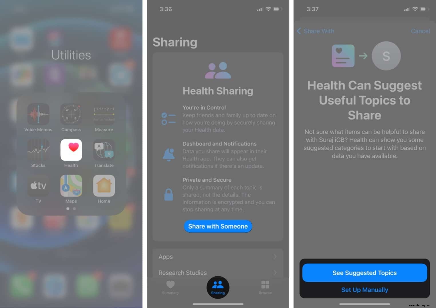 So richten Sie Health Sharing in iOS 15 auf dem iPhone ein 