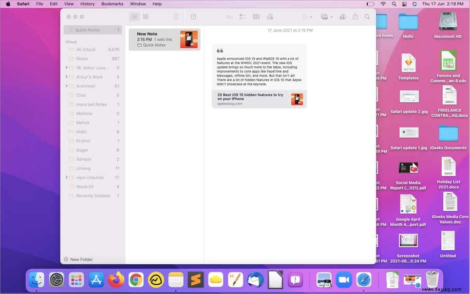 So verwenden Sie Quick Notes in macOS 12 Monterey 