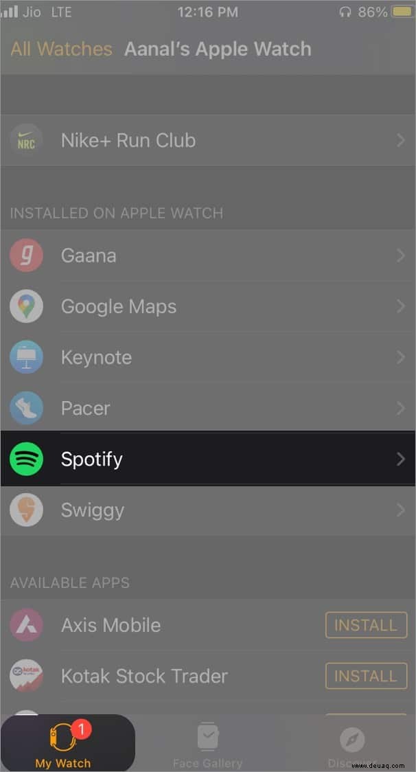 So verwenden Sie Spotify auf der Apple Watch zum Abspielen von Musik 