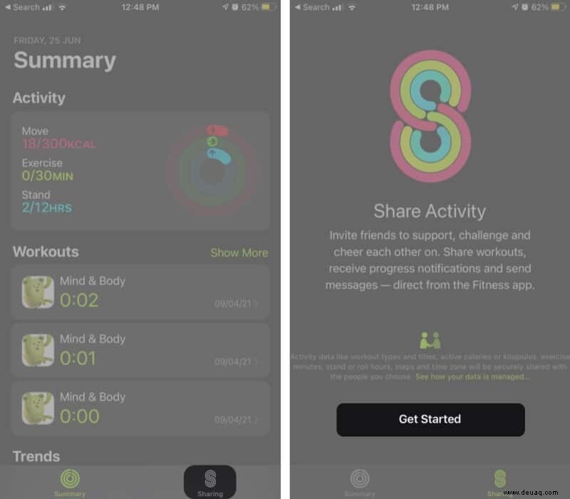So teilen Sie Ihre Aktivitätsdaten von Apple Watch und iPhone 