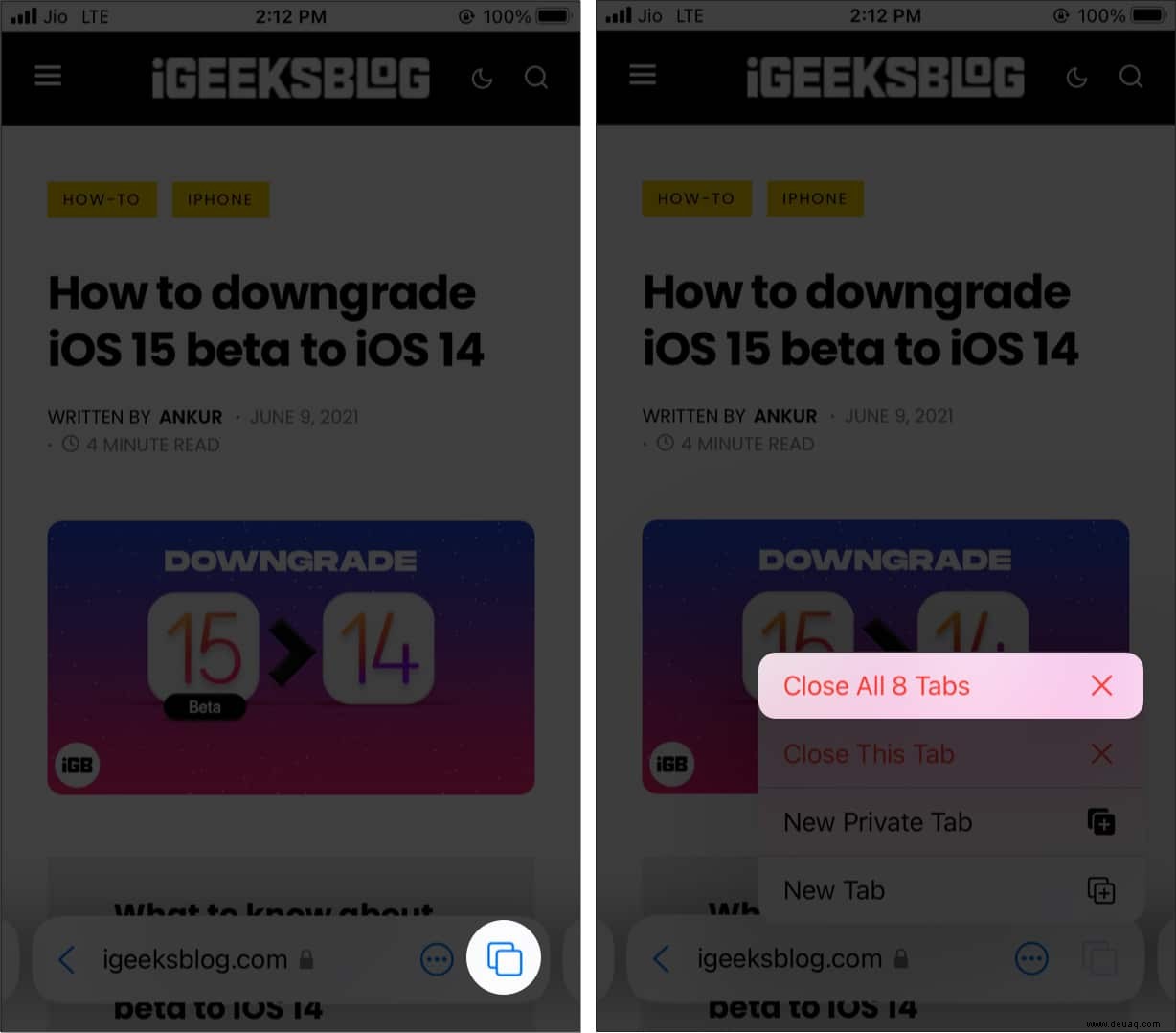 So schließen Sie alle Safari-Tabs gleichzeitig auf iPhone und iPad 