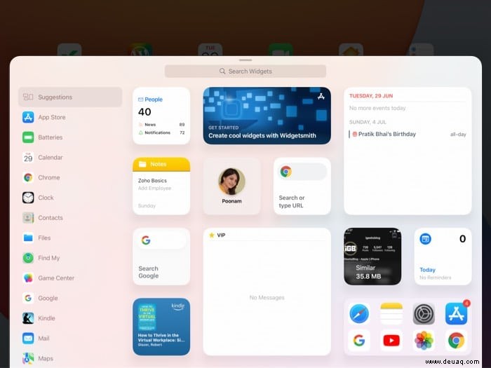 So fügen Sie Widgets auf dem iPad hinzu und verwenden sie (iPadOS 15) 