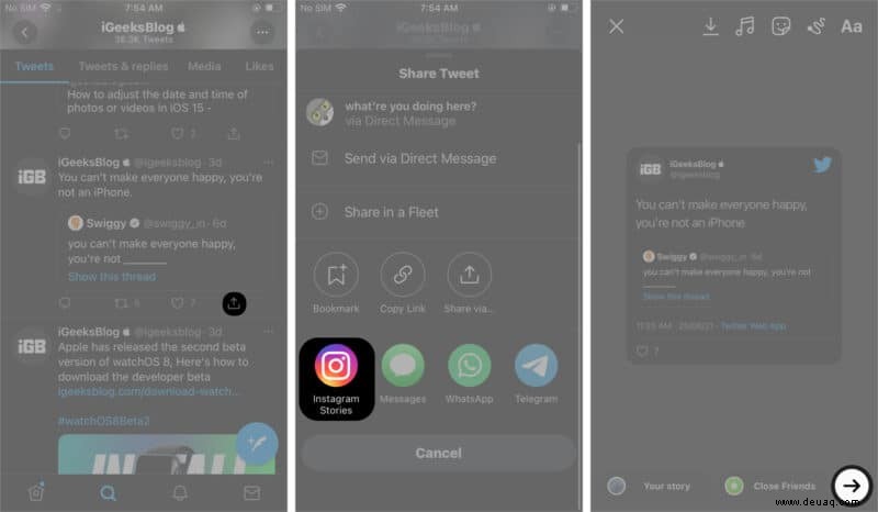 So teilen Sie einen Tweet auf Instagram Story auf dem iPhone 