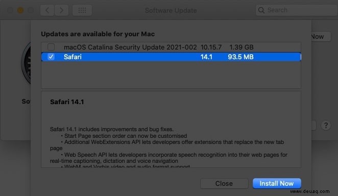So aktualisieren Sie Safari auf dem Mac, indem Sie die neueste macOS-Version installieren 