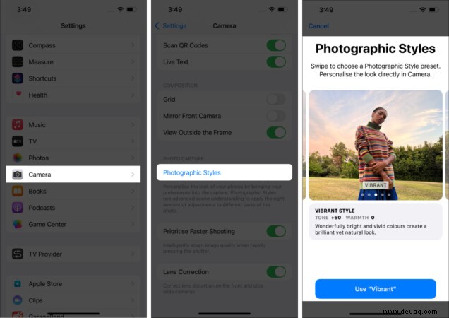 So verwenden Sie fotografische Stile auf dem iPhone 13 