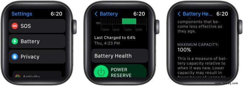 So überprüfen Sie den Akkuzustand der Apple Watch in watchOS 8 