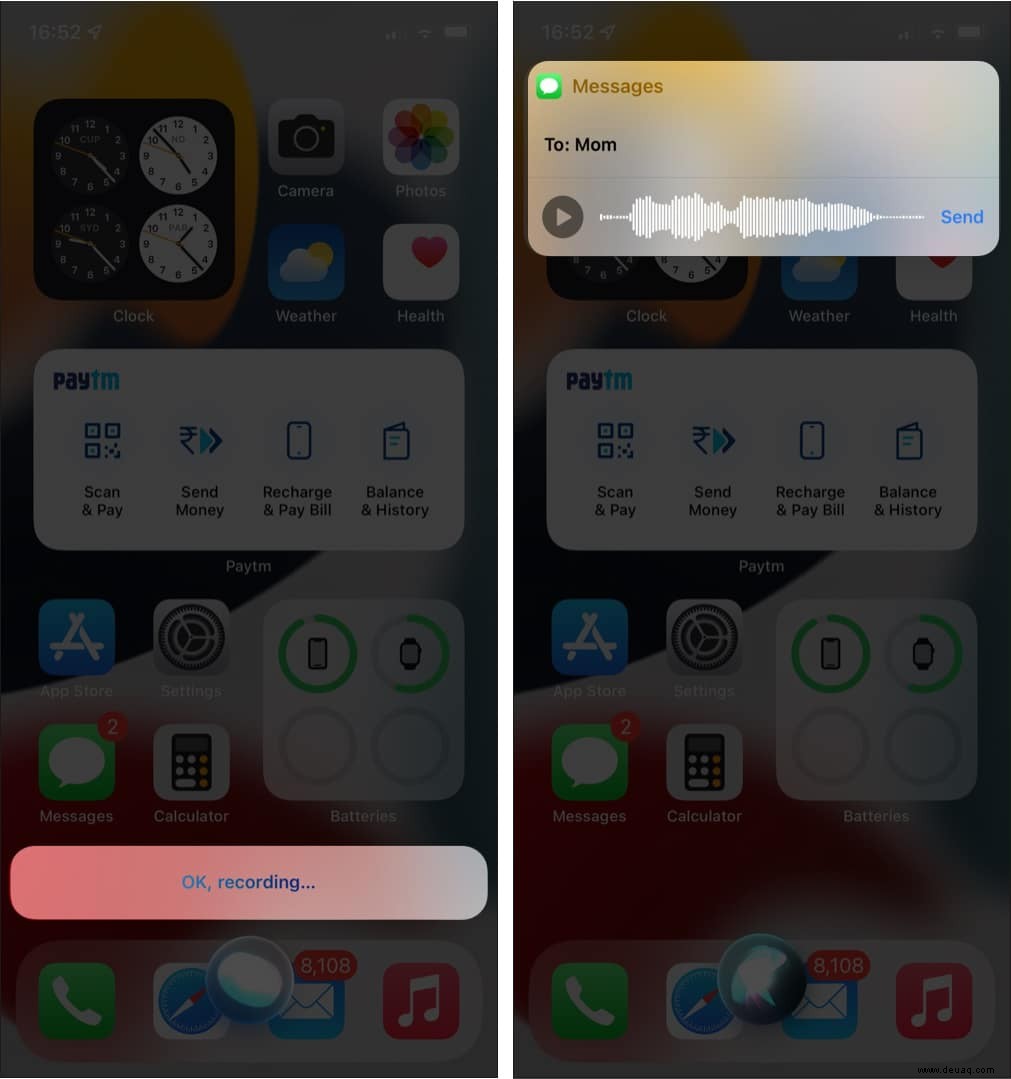 So senden Sie Audionachrichten mit Siri vom iPhone 