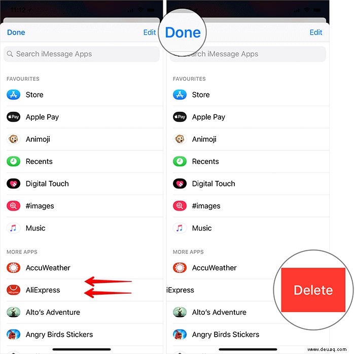 So löschen Sie iMessage-Apps von iPhone und iPad 