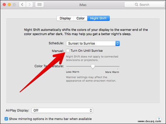 So aktivieren Sie den Nachtschichtmodus auf einem Mac mit macOS Monterey 