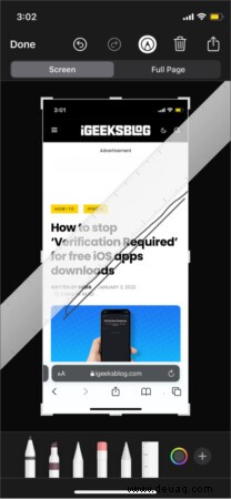 So bearbeiten Sie Screenshots mit Markup auf iPhone und iPad 