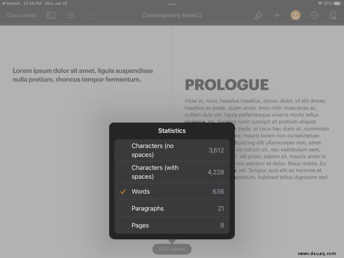 So zeigen Sie die Wortzahl in Pages auf iPhone, iPad und Mac an 