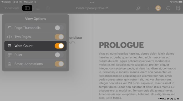 So zeigen Sie die Wortzahl in Pages auf iPhone, iPad und Mac an 