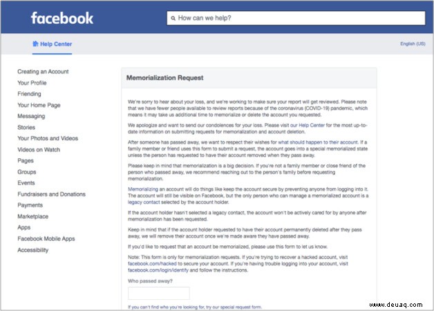 So vermerken Sie ein Facebook-Konto auf iPhone, iPad, Android und Desktop 