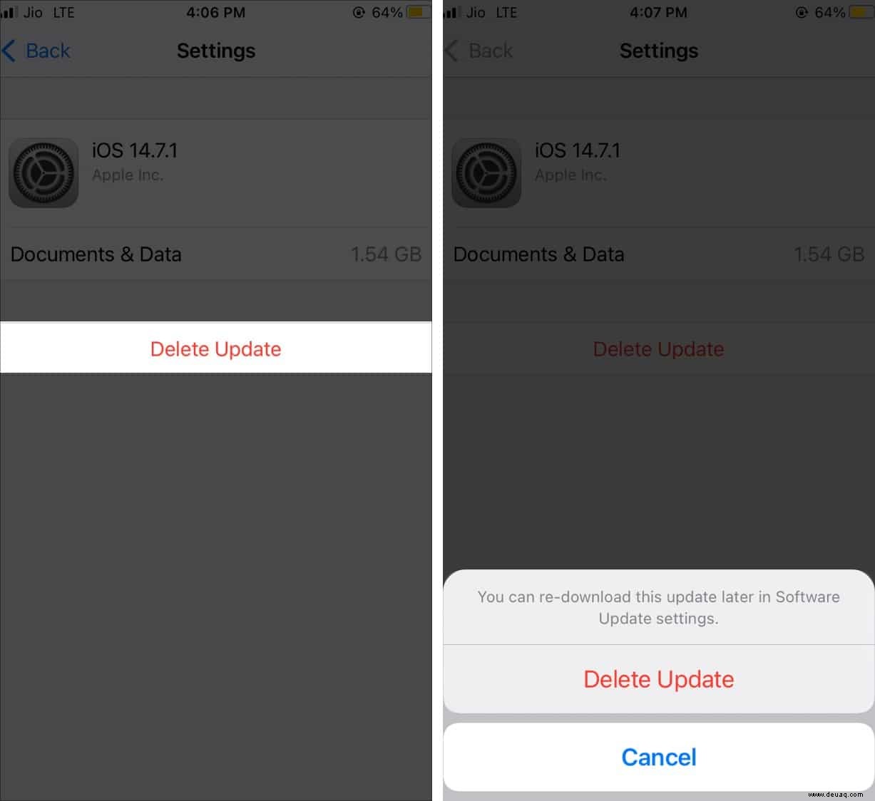 So löschen Sie heruntergeladene Software-Updates auf iPhone und iPad 