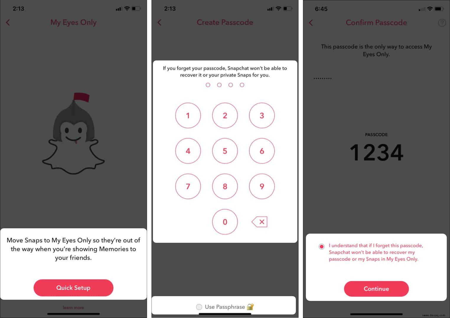 So verwenden Sie die My Eyes Only-Funktion von Snapchat auf dem iPhone 
