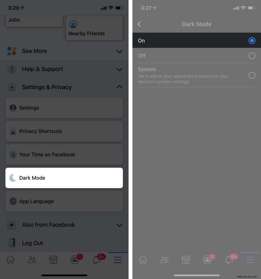 So aktivieren Sie den Facebook Dark Mode auf dem iPhone 